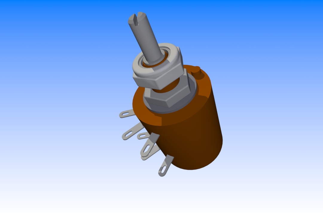 3D модель Резистор переменный регулировочный проволочный ПП3-45 20 кОм ±10%