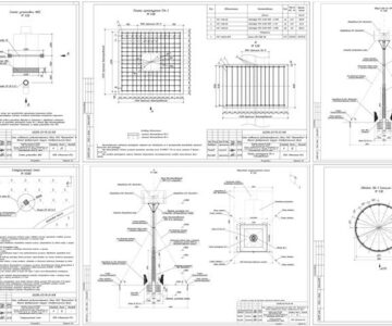 Чертеж Проект усиления ж/б опоры типа СК-26 (БС сотовой связи)