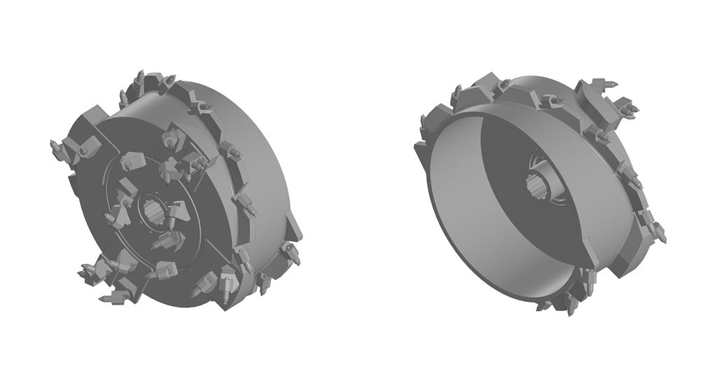 3D модель Левая и правая бермовая фреза проходческо-очистного комбайна УРАЛ10-А
