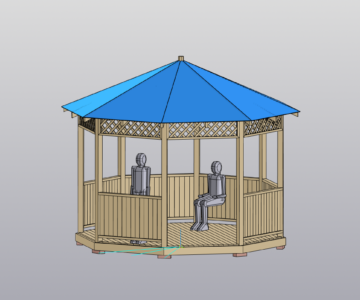 3D модель Беседка восьмиугольная деревянная со спецификацией