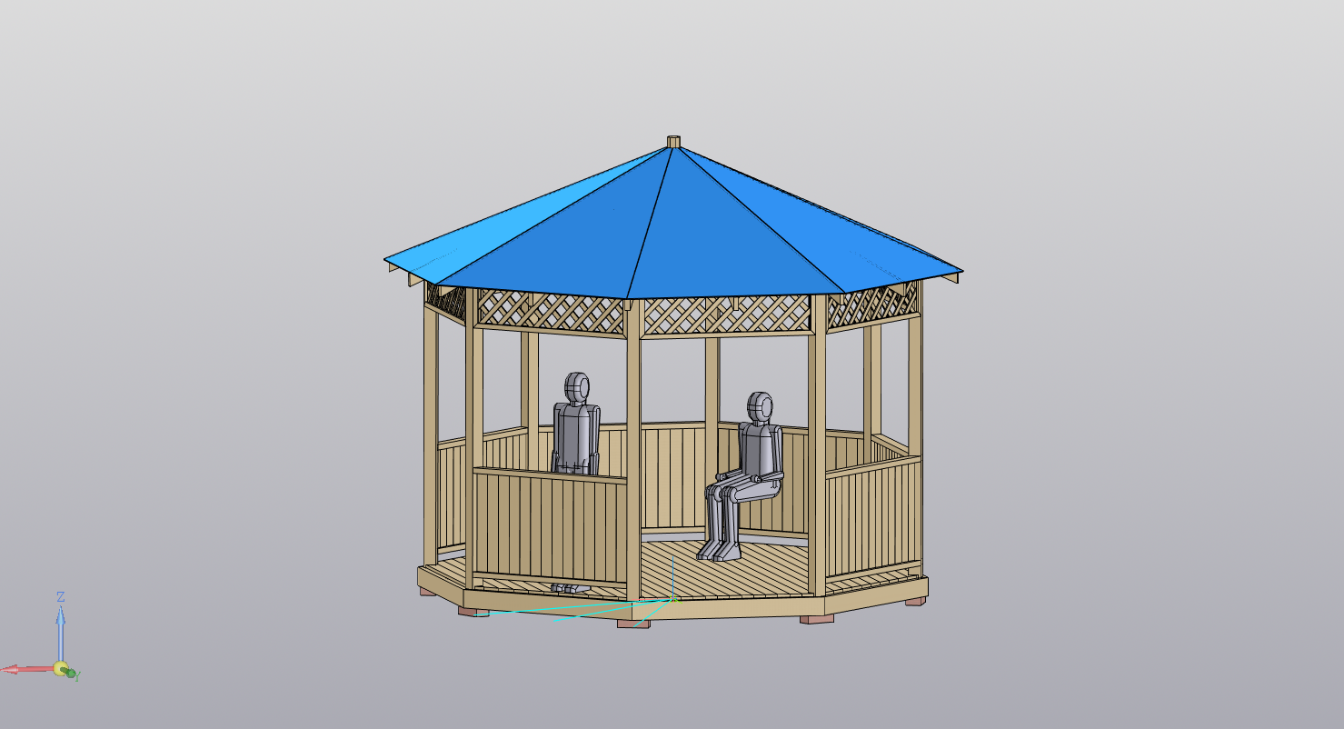 3D модель Беседка восьмиугольная деревянная со спецификацией