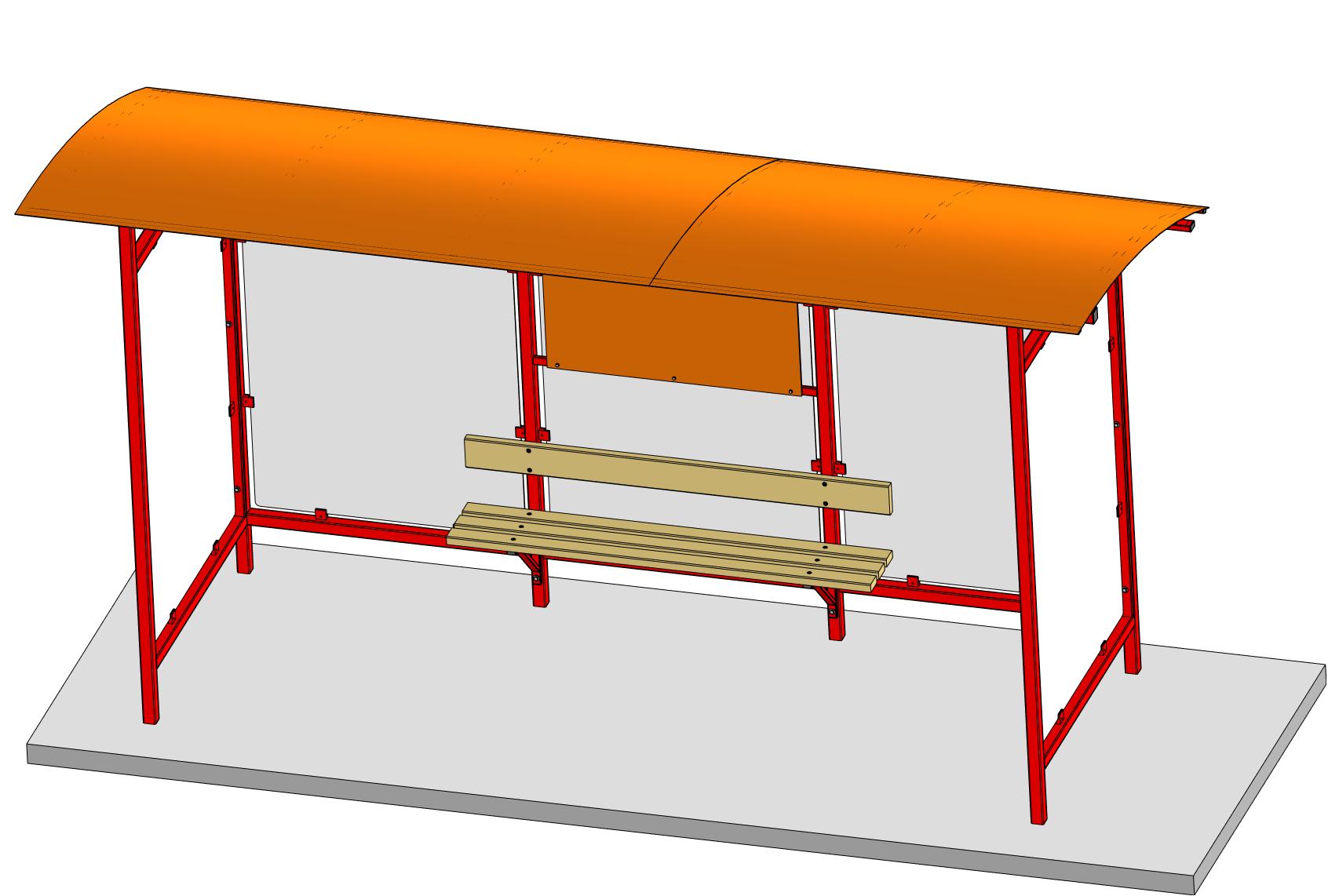 3D модель Остановочный павильон 5000х1900х2700 мм