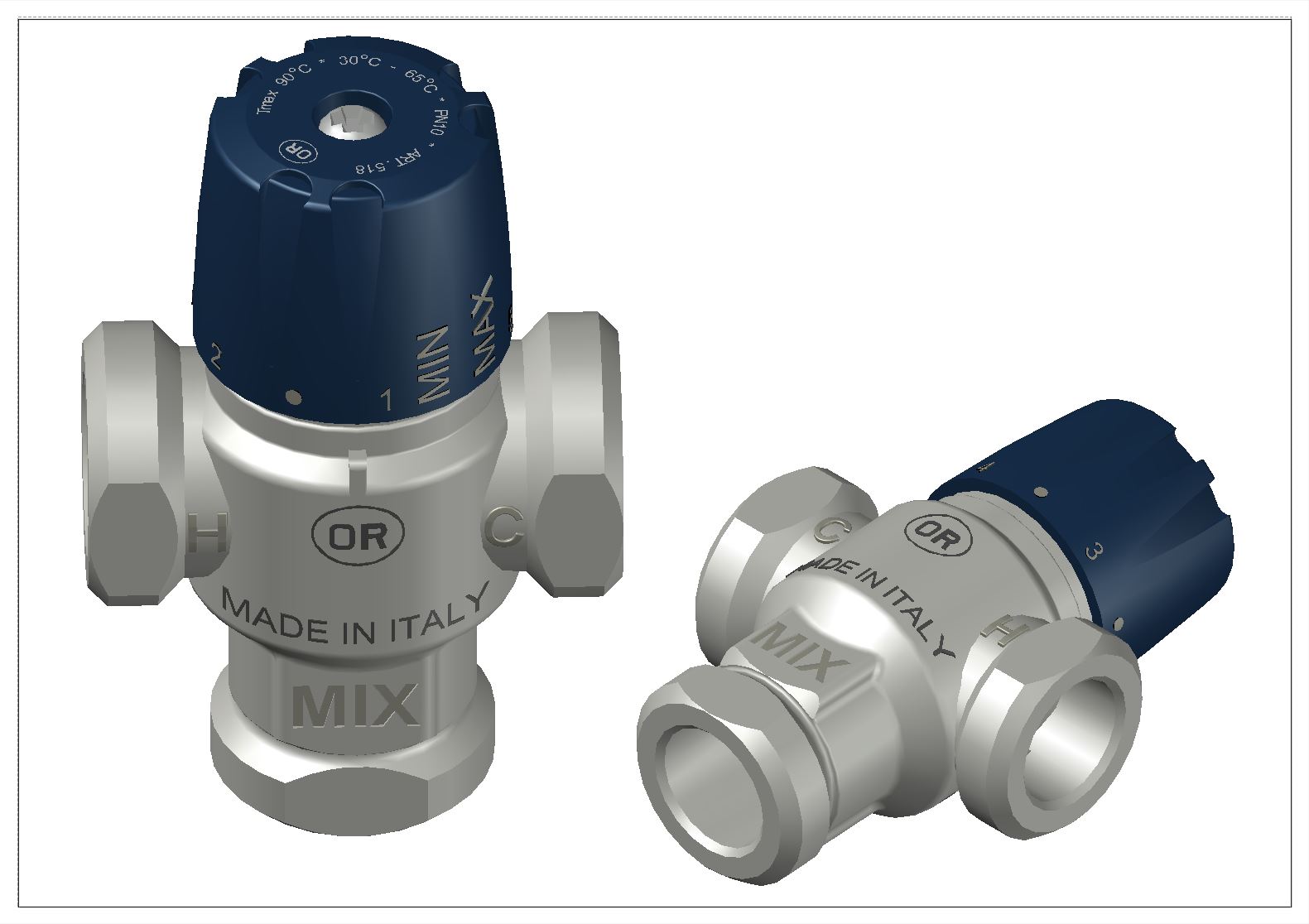 3D модель Смеситель термостатический OR 30-65°C 1/2" (0518.315 OR) 3/4" (0518.320 OR)