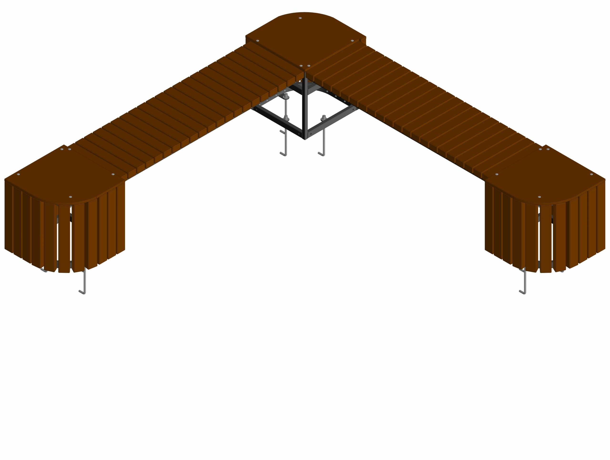 3D модель Скамейка парковая угловая 2500х2500х510