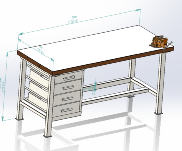 3D модель Верстак слесарный размер 1700х700х857