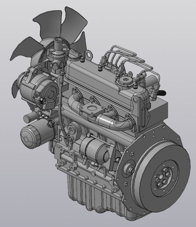 3D модель Двигатель Kubota V1505-E2B-EU-XL1 (1G904-21000)