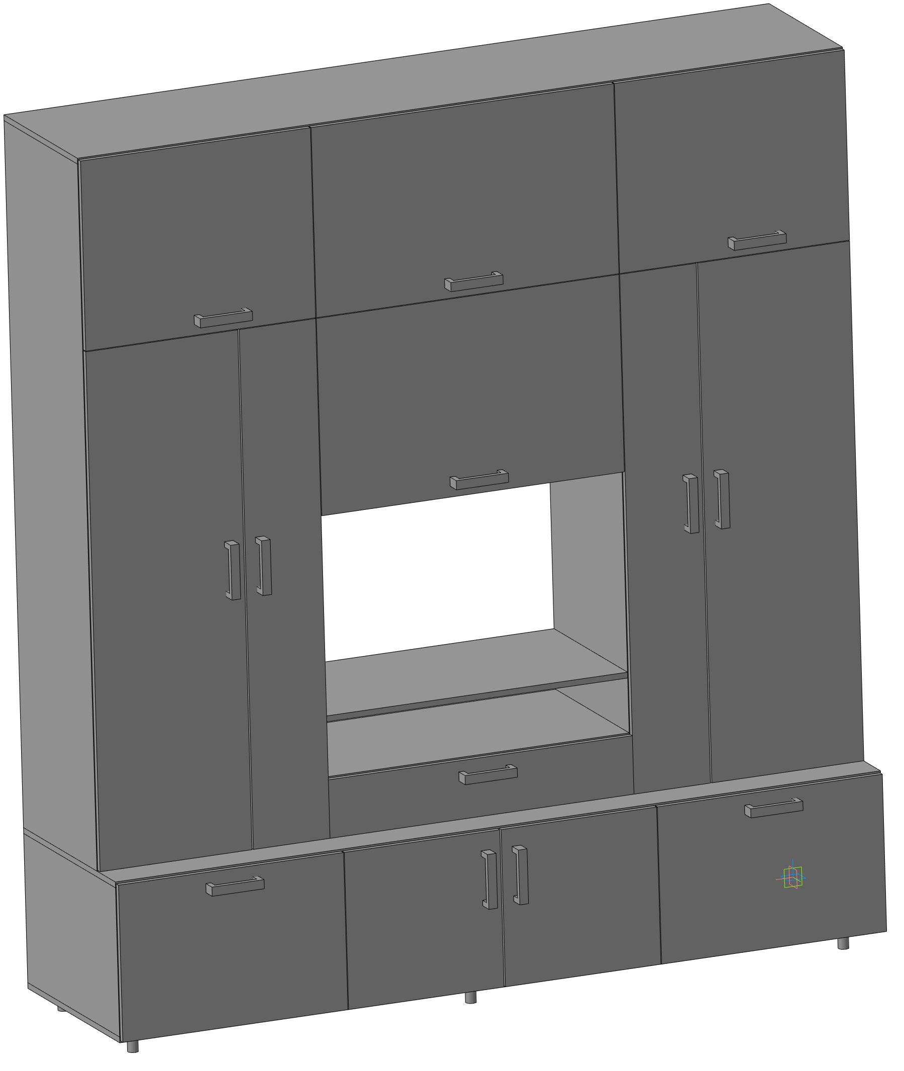 3D модель Шкаф в спальню шириной 2200х2450х620