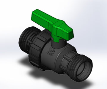 3D модель Кран шаровый, пластиковый для ПНД труб 20x20