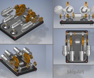 3D модель Двигатель Стирлинга габаритная модель