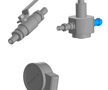 3D модель Подборка элементов (манометр, редуктор и кран шаровой)