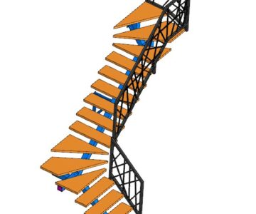 3D модель Лестница забежная для жилого дома высота 3040