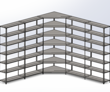 3D модель Стеллаж угловой 3376х400х2503, металл 1-1.5 мм