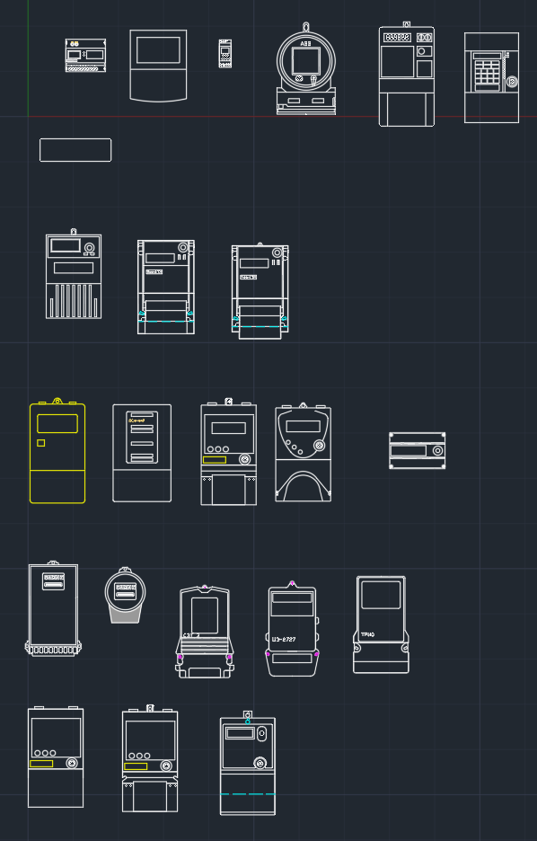 Чертеж Счётчики электроэнергии блоки AutoCAD