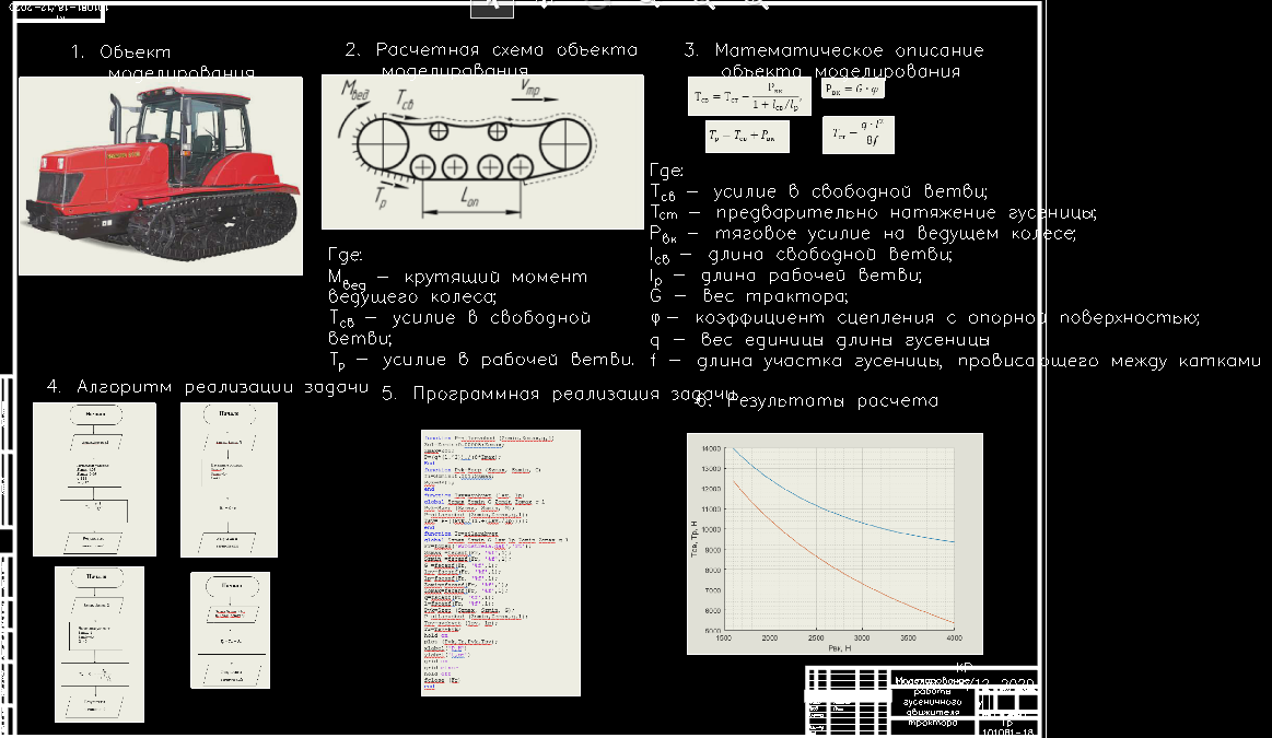 Чертеж Моделирование работы гусеничного движителя сельскохозяйственного трактора