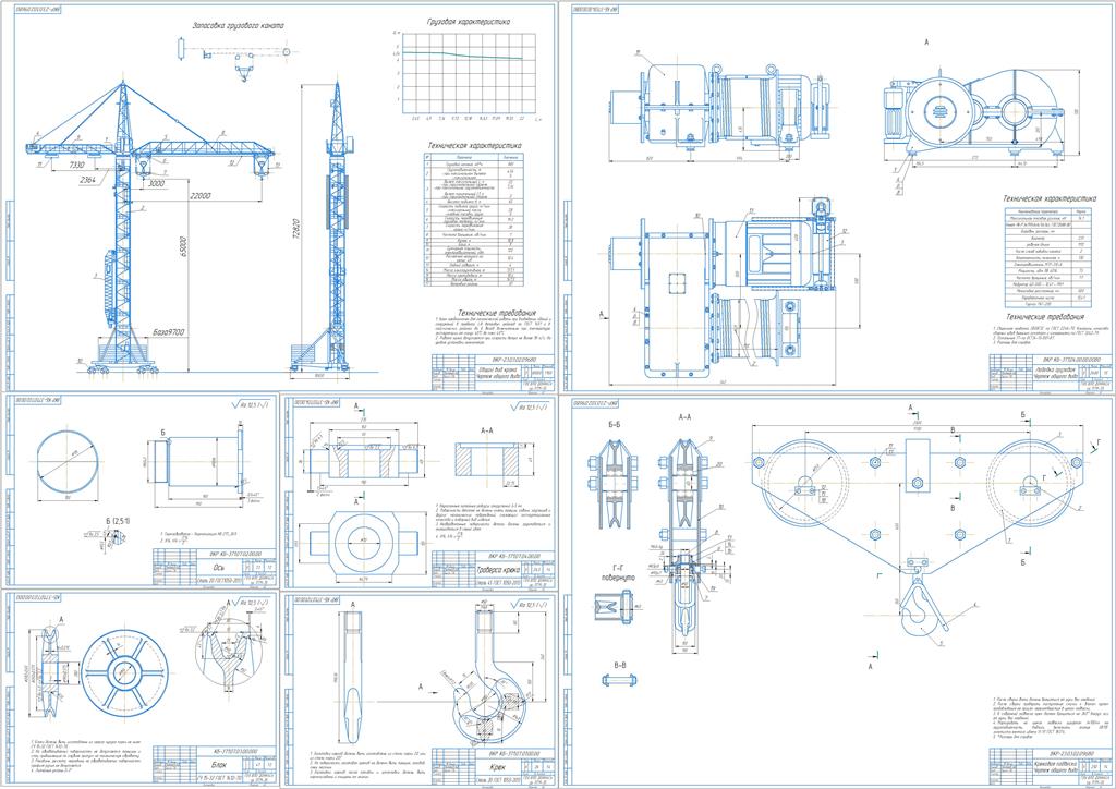 Чертеж Расчет башенного крана КБ-371