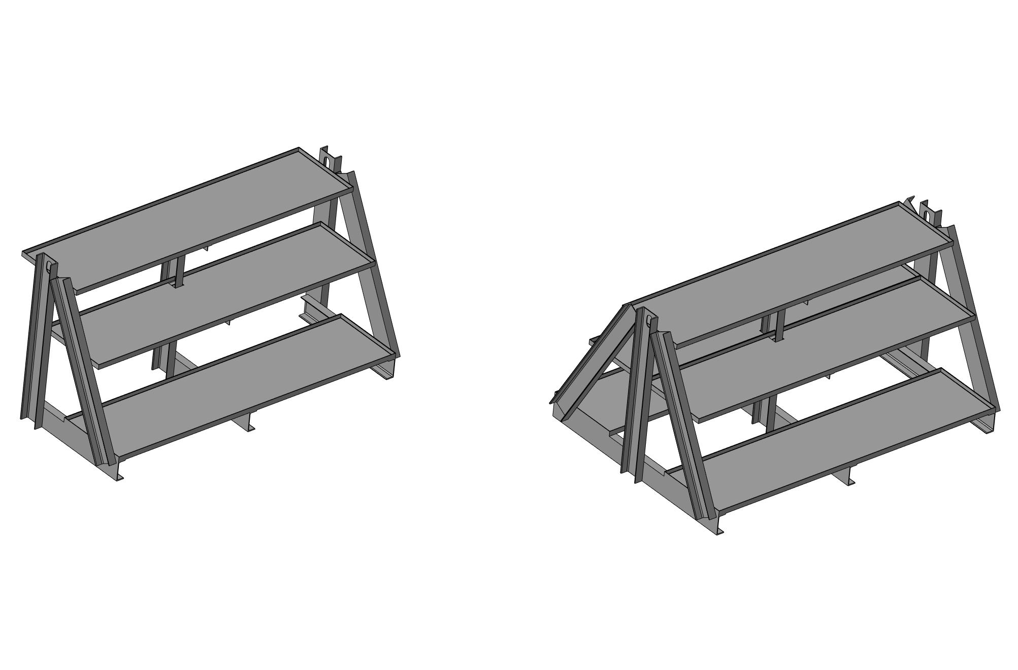 3D модель Стеллаж трёхъярусный в двух исполнениях (односторонний/двухсторонний)