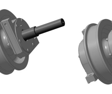 3D модель Установка колеса Ф500 приводного и холостого в сборе с буксами