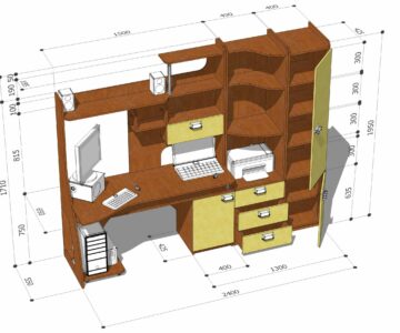 3D модель Угловой компьютерный стол с пеналами