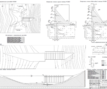 Чертеж Проектирование глухой и водосливной бетонных плотин гидротехнического узла