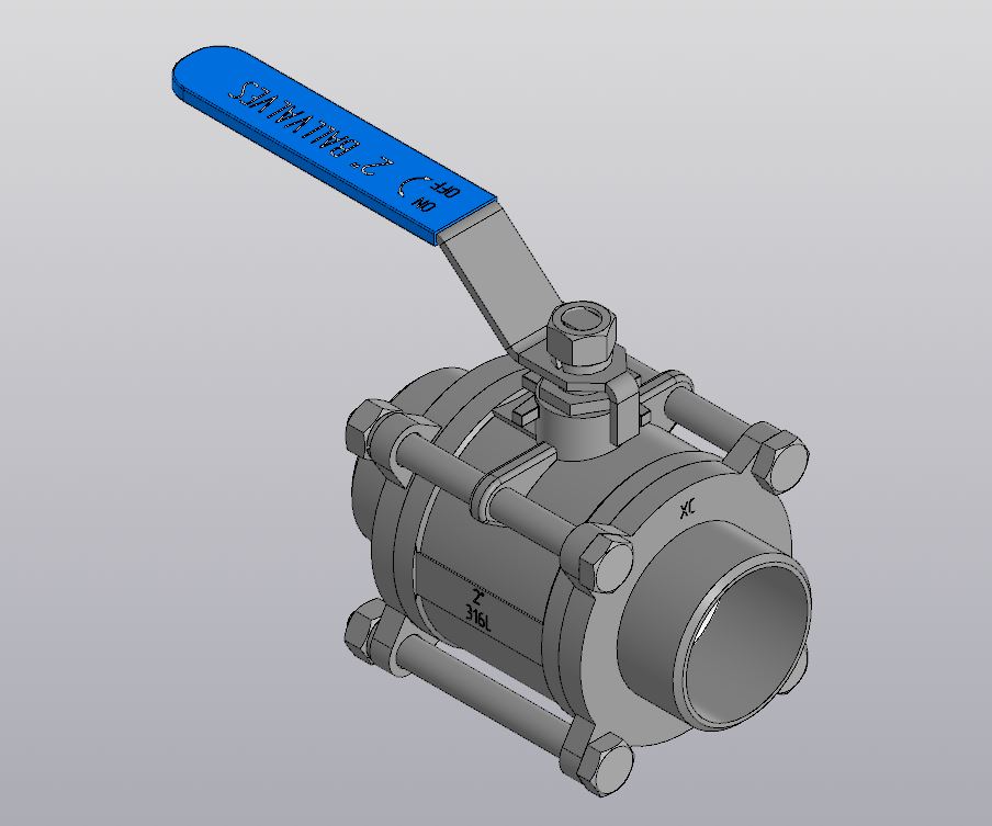 3D модель Модель шарового крана 2'' под сварку