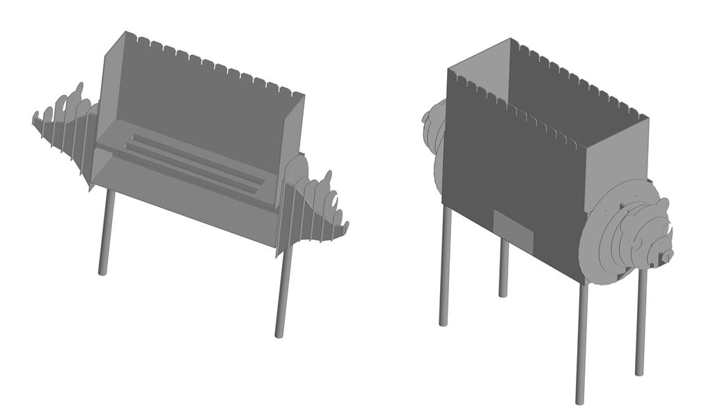 3D модель Мангал с медведями