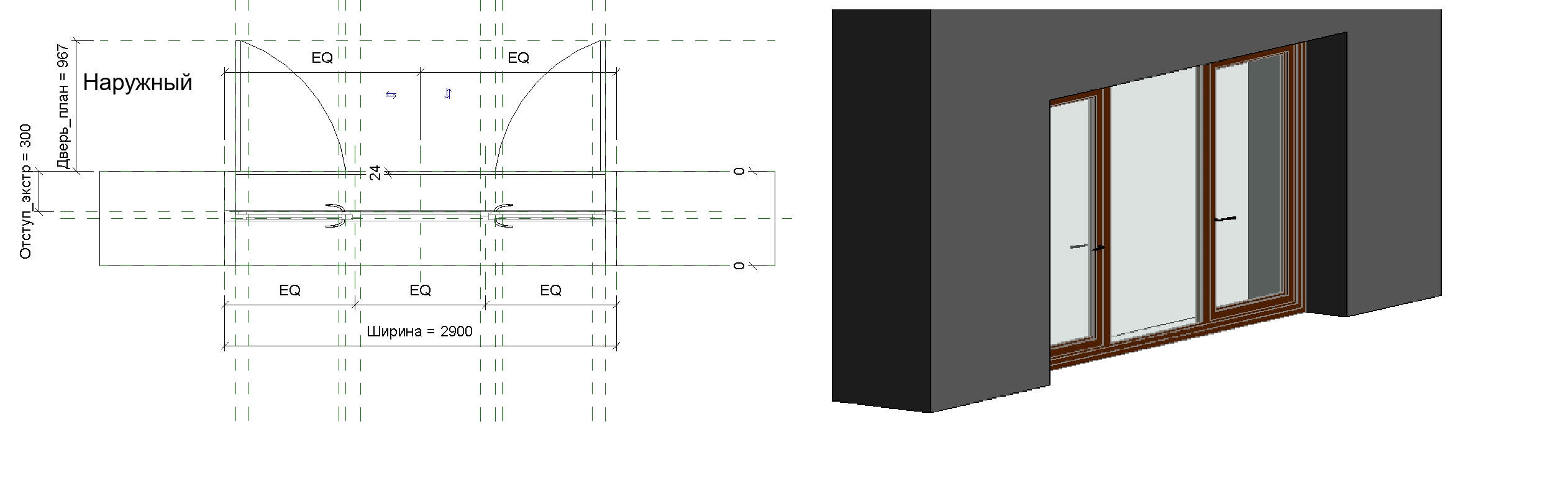 Чертеж Семейство витража в Revit