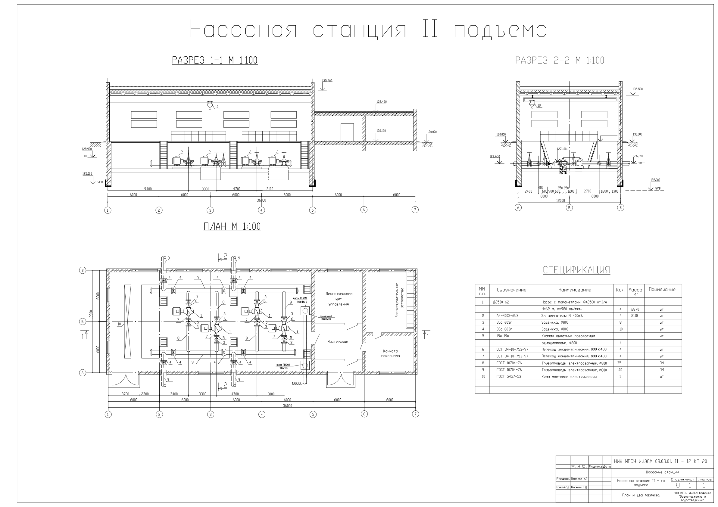 Чертеж Расчет насосной станции 2-го подъема