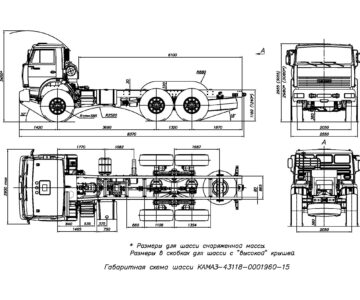 Чертеж Габаритный чертеж шасси Камаз 43118-1960-15