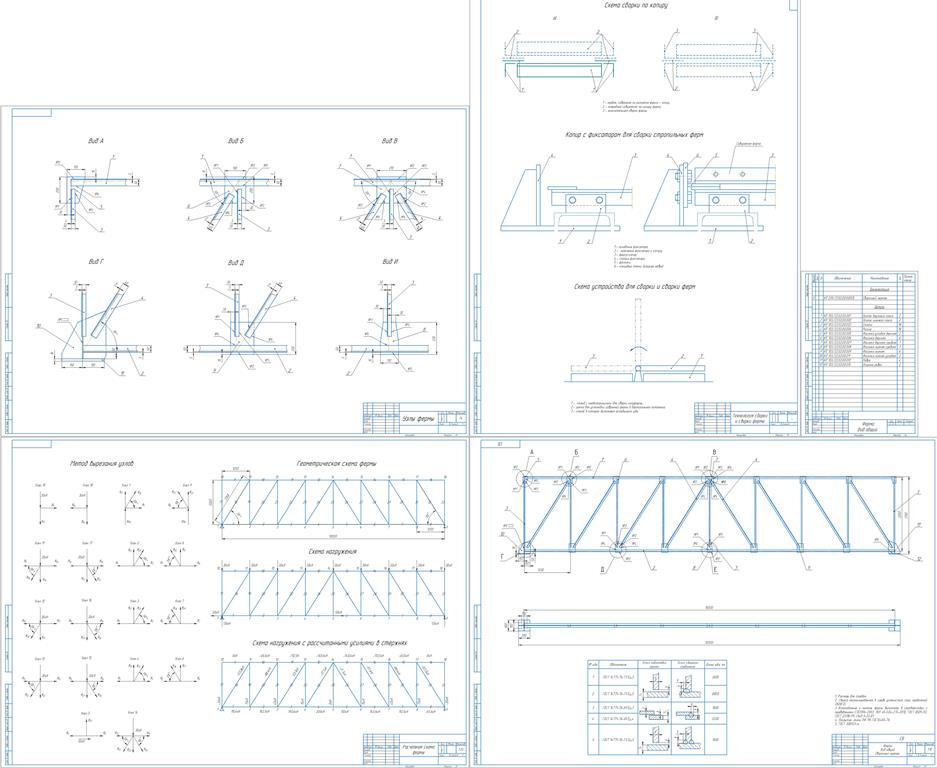 Чертеж Спроектировать ферму сварную с раскосной решеткой