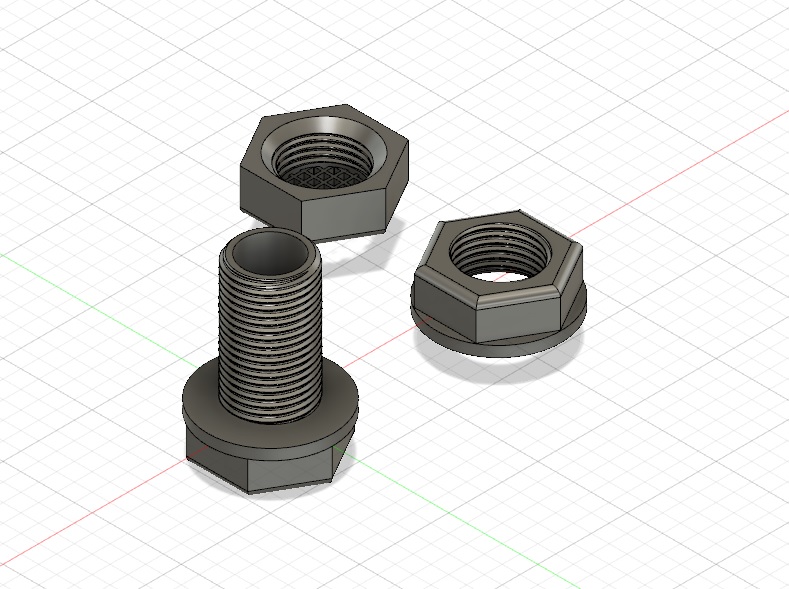 3D модель Болт с резьбой 1/2 для вентиляции пластикового куба с водой