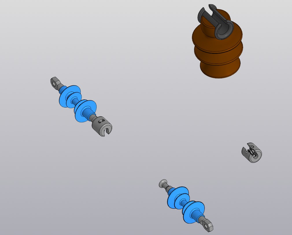 3D модель Изоляторы ШФ-20Г1 и ЛК70-10, соединитель УД7-16