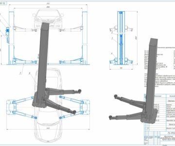 Чертеж Двухстоечный электрогидравлический подъемник