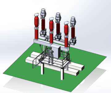 3D модель Установка выключателя GE GL312 145kV и трансформатора тока OSKF 145 на ОРУ-110 кВ