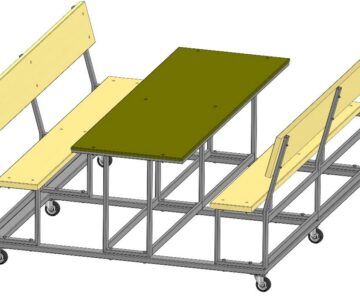 3D модель Передвижной стол со скамейками