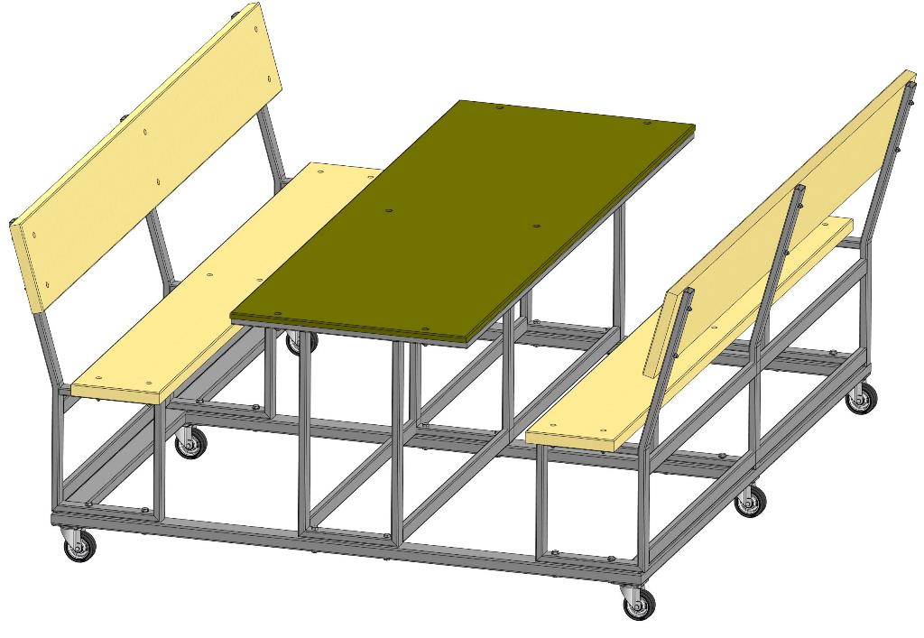 3D модель Передвижной стол со скамейками
