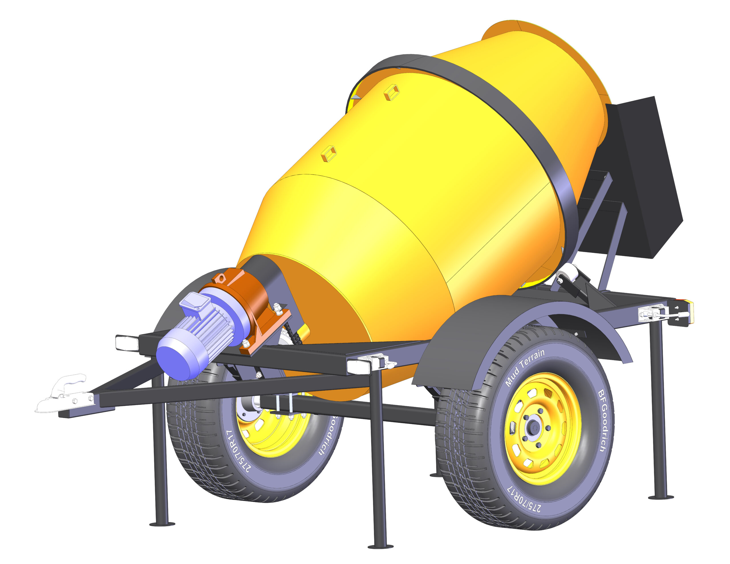 3D модель Бетоносмеситель на прицепе