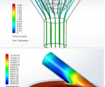 3D модель Моделирование гидравлического течения через гидравлический диод