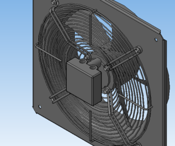 3D модель Вентилятор осевой YWF-300 с монтажной панелью
