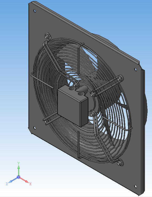 3D модель Вентилятор осевой YWF-300 с монтажной панелью