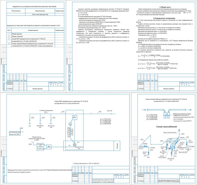 Чертеж Проект коммерческого пункта (узла) учета расхода газа