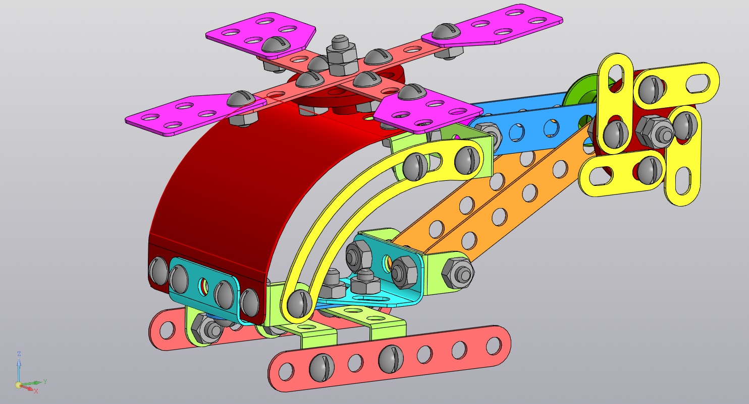 3D модель Модель игрушечного вертолета из металлического конструктора