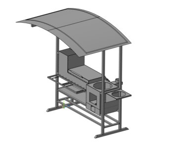 3D модель Мангал с навесом 1640х800х2200 мм