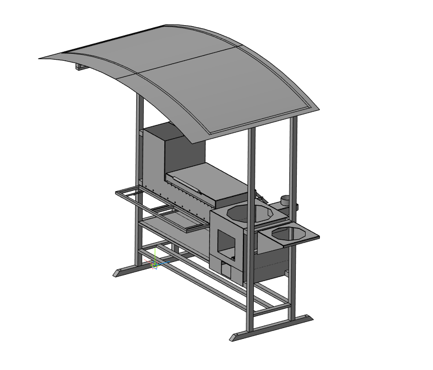 3D модель Мангал с навесом 1640х800х2200 мм
