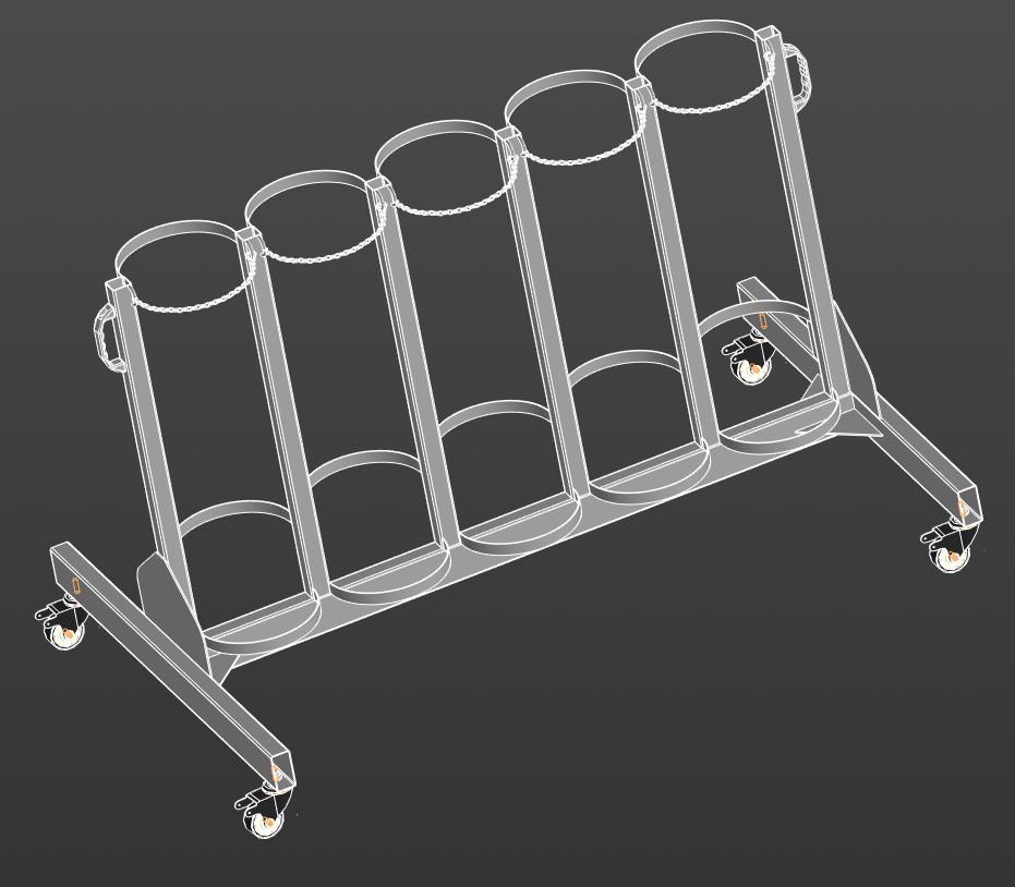 3D модель Кассета передвижная для 5-ти газовых баллонов
