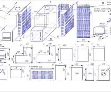 Чертеж Печь в баню из нержевейки с местом под камни