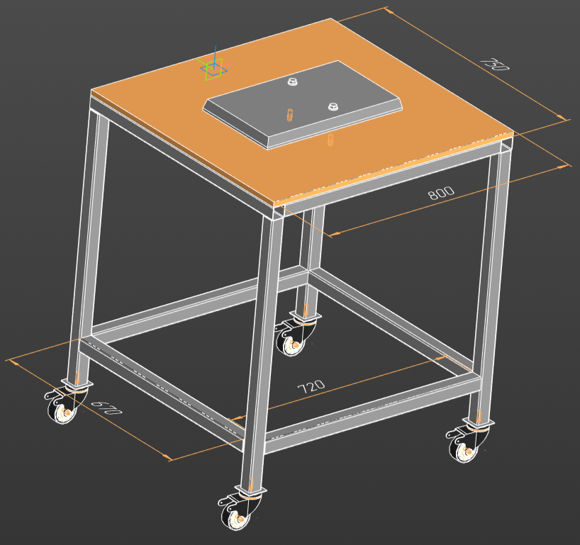 3D модель Стол передвижной на колесах для установки сверлильного станка