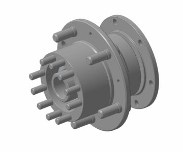 3D модель Ступица УАЗ колеса переднего/заднего в сборе (шпильки, подшипники) с цапфой