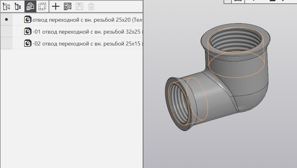 3D модель Отвод переходной с внутренней резьбой