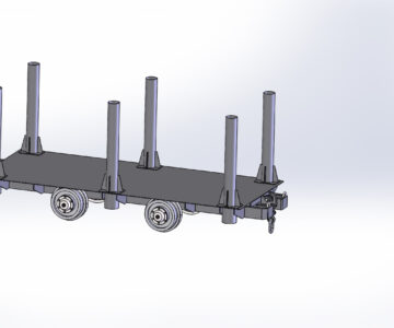 3D модель Платформа транспортная грузовая ПТГС железнодорожная со стойками