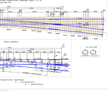 Чертеж Проект стрелочного перевода марки 1/9 из рельсов Р43